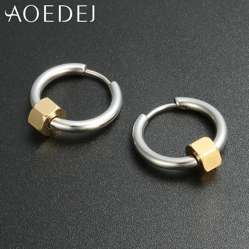 AOEDEJ круглые серьги-кольца из нержавеющей стали для женщин золотистые