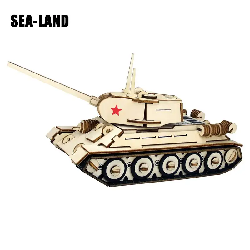 Обучающая игрушка-головоломка, деревянные 3D пазлы, военные T-34, танк, детские игрушки, 146 шт, сделай сам, высокое качество, деревянные игрушки, подарок для детей