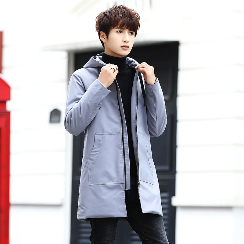 2018 winter new men's long hooded youth casual large size cotton coat men's cotton padded clothes coat