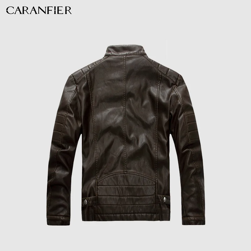 CARANFIER мыть кожаные мужские куртки зимние плюс бархатные толстые теплые пальто