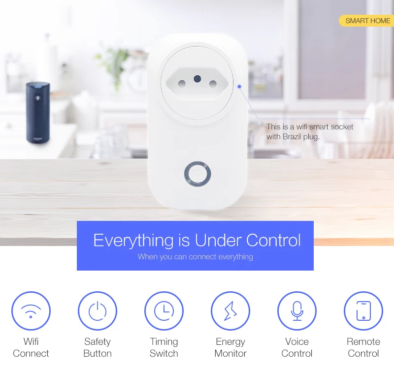 WIFI умный бразильский разъем питания монитор 16A BR умная розетка Беспроводная