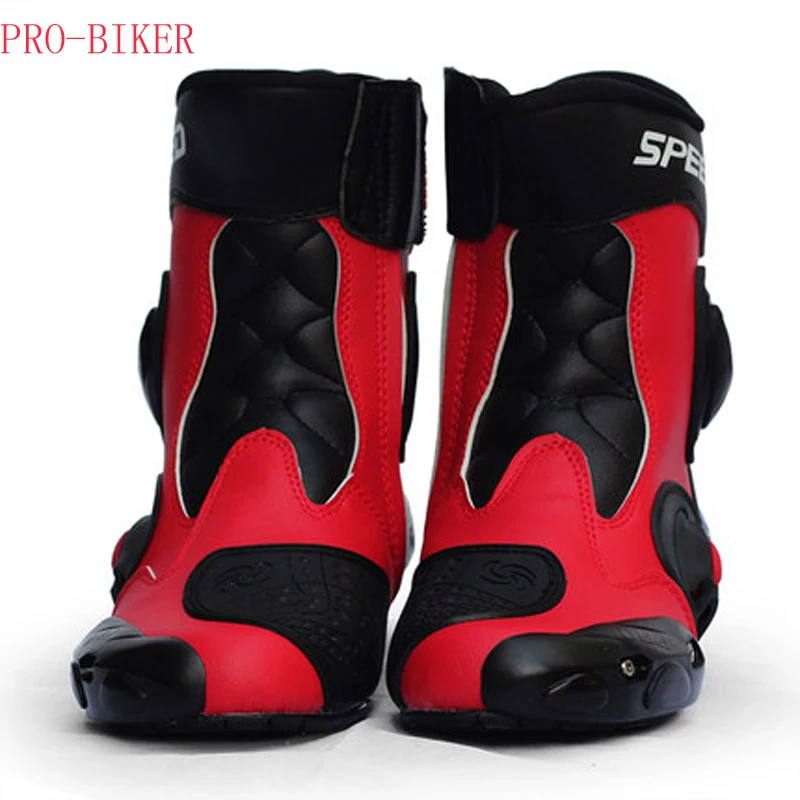 

Мужские мотоциклетные ботинки Pro-biker Speed Bikers, кожаная обувь для мотогонок, черные/красные/белые, бесплатная доставка A004