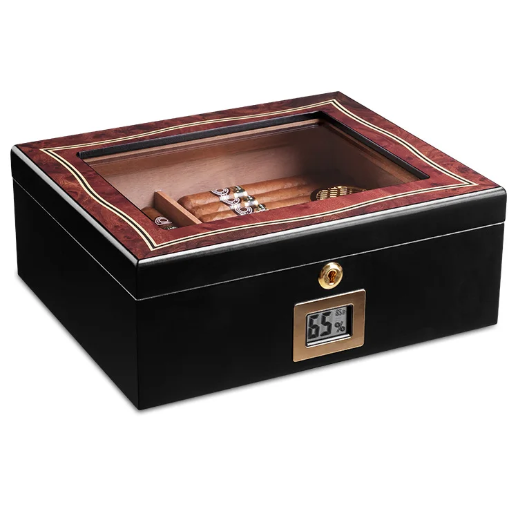 Темно-серый Humidor кедровый деревянный двойной большой емкости сигарный увлажняющий ящик/шкаф CA-4006 - Цвет: Темно-серый