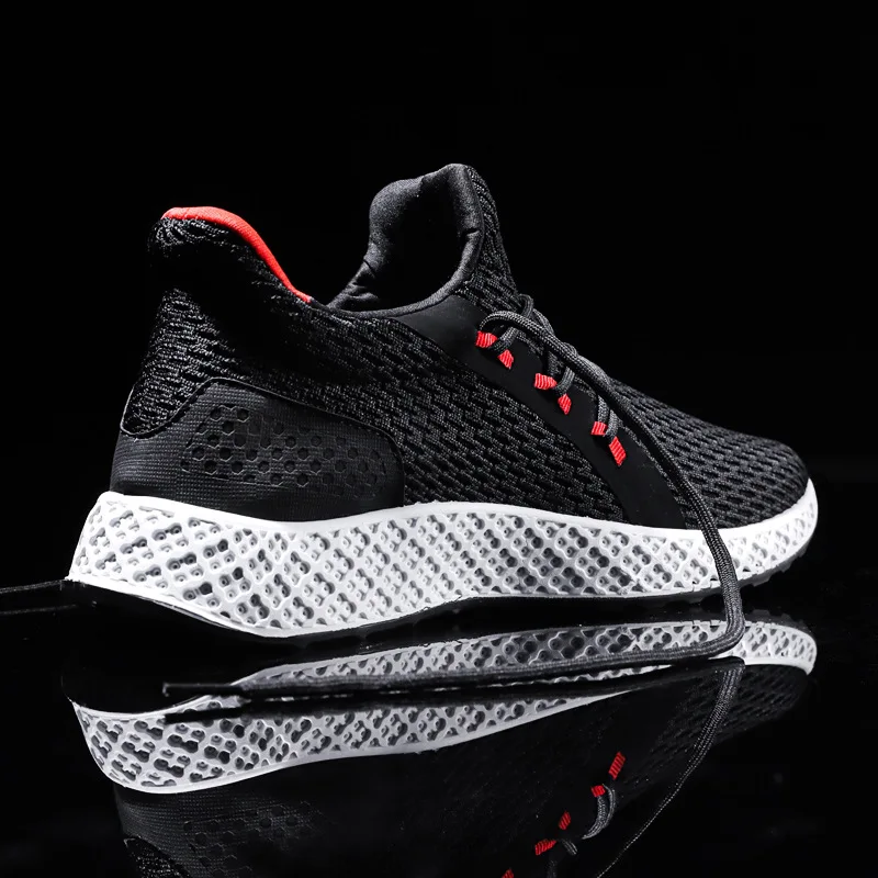 Black white Sneakers Merkmak/весенние кроссовки; Мужская обувь; Новинка года; летняя модная повседневная сетчатая дышащая Спортивная обувь на шнуровке; мужская обувь на плоской подошве - Цвет: Black white Sneakers