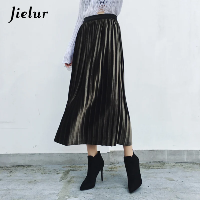 Женская бархатная юбка с высокой талией 8 цветов|falda fashion|velvet skirt womenvelvet |