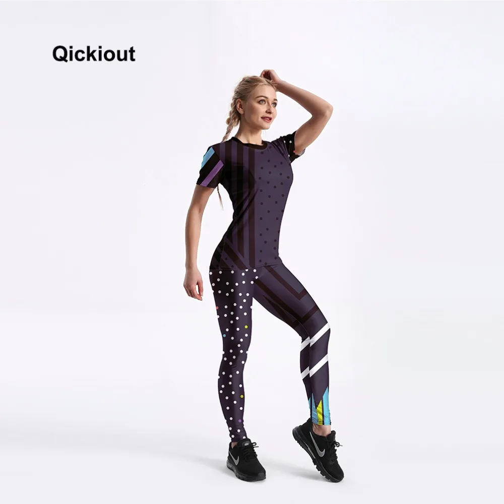 Женский спортивный костюм Qickitout повседневный для фитнеса футболка с коротким