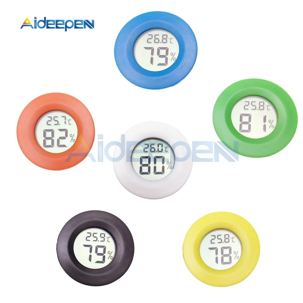 Мини Круглый ЖК цифровой термометр гигрометр тестер морозильника датчик