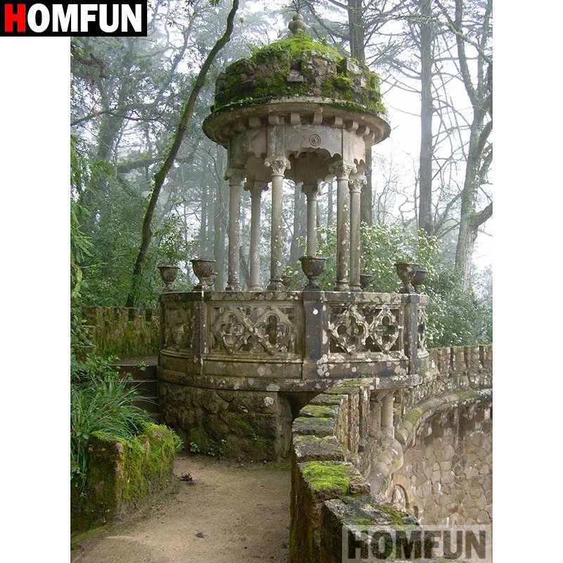 Алмазная живопись HOMFUN A16514 картина Павильон с полными квадратными/круглыми