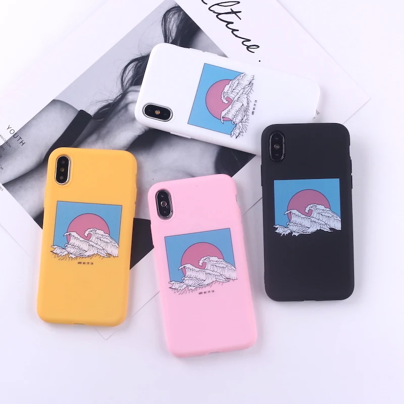Мягкий силиконовый чехол для телефона с надписью Great Wave off Kanagawa карамельный iPhone 11