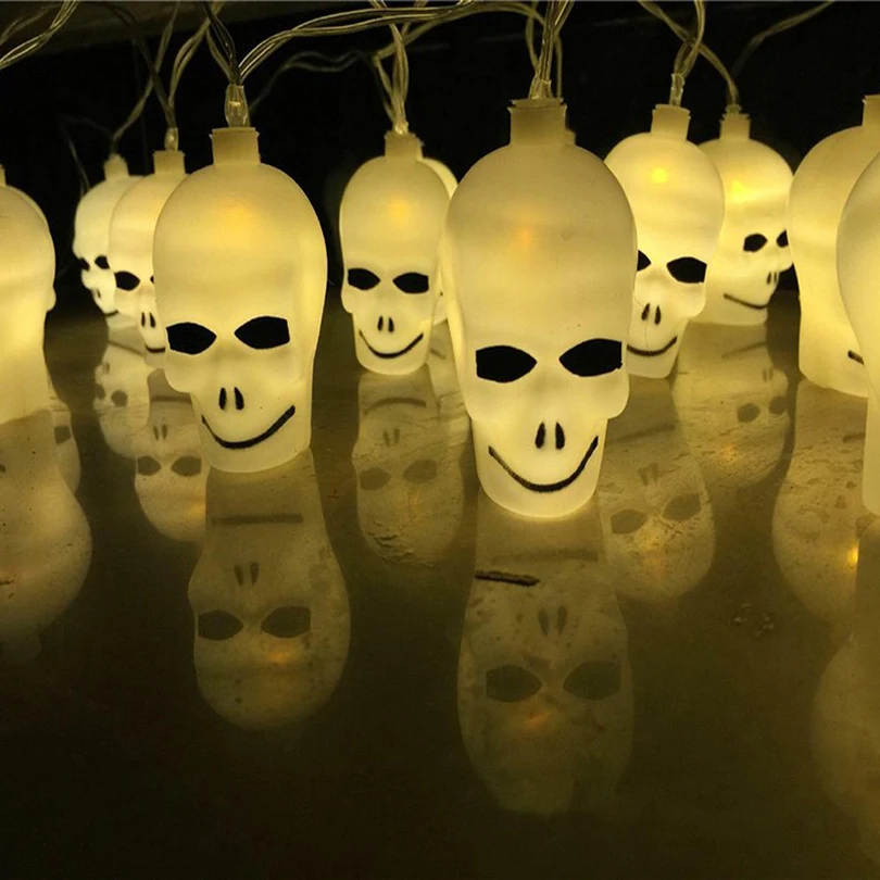 

Battery Operated 3D Plastic Skull Ghost Shaped 1M 10leds LED String Lights Halloween Holiday Indoor Decoration Lanterns lights