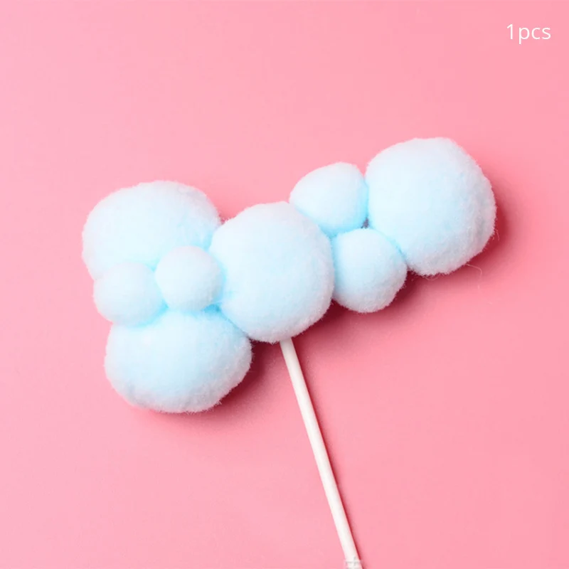 Blue 1 1 Набор, топперы для торта, Радужные облака, воздушные шары, флажки для торта, кексы, топперы для детей на день рождения, радужные единороги, вечерние украшения для торта, babyshower - Цвет: Blue 1