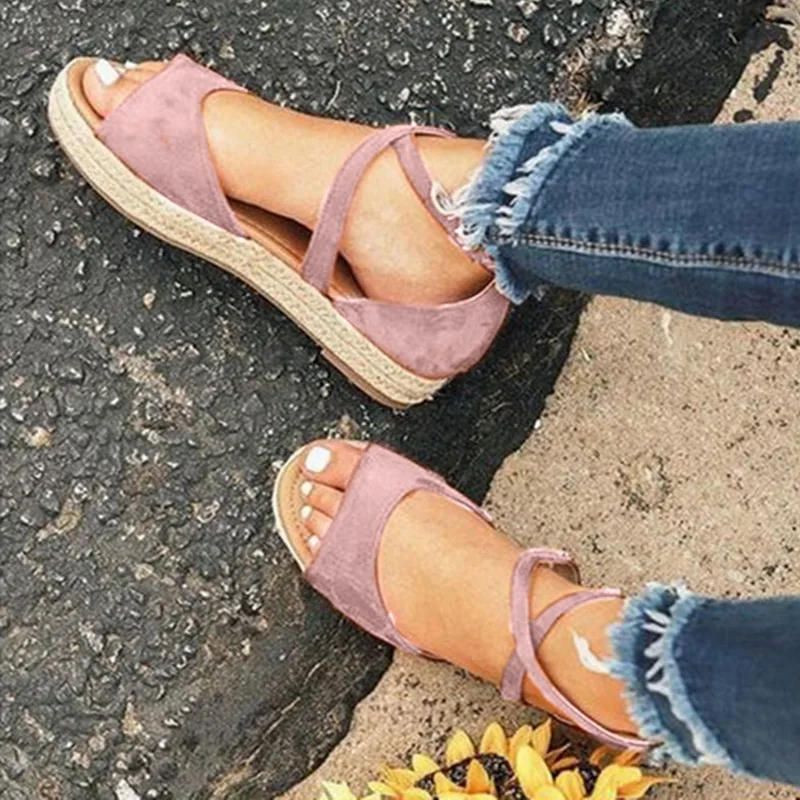 pink Litthing/; женские босоножки на плоской подошве; модные дизайнерские римские сандалии с открытым носком; женская обувь на плоской подошве; Летняя Пляжная женская обувь; сандалии - Цвет: pink
