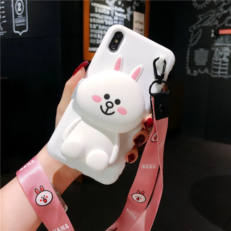 Милый Медведь Кролик утка мультфильм телефон чехол для iPhone 6 7 8 S Plus X XS XR XSMAX мягкий
