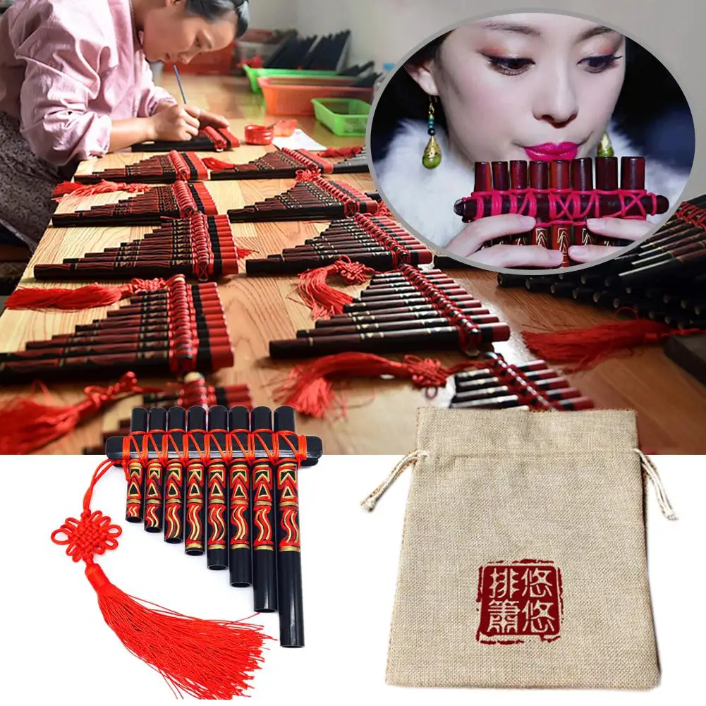 Pan Flute 15 Pipes G Модель Pan Pipe естественная музыка ветер ручная роспись труба дворец Классический китайский стиль