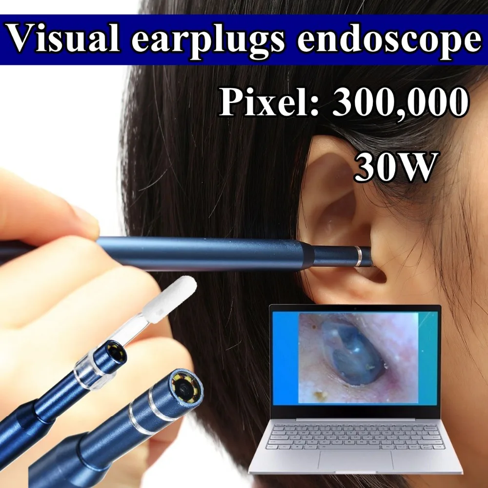 Плотно прилегающие к уху супер чистый чистки ушей USB эндоскоп 3 в 1 чистая ухо