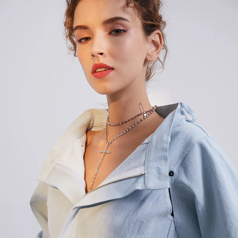 Matching jewelry creative pin necklace female collarbone chain short style European simple personality fashion | Украшения и