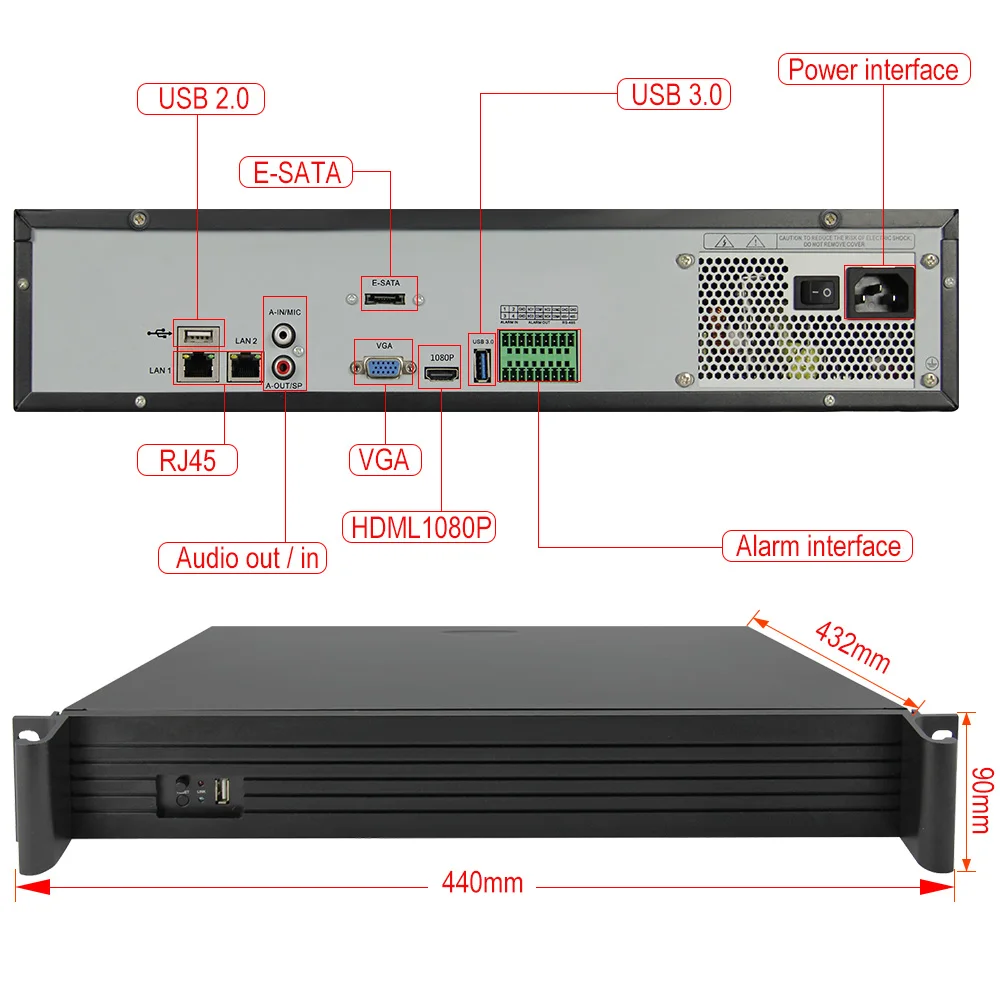 Видеорегистратор NVR 4K H.265/H.264 устройство для видеонаблюдения 16 каналов 2 МП 4