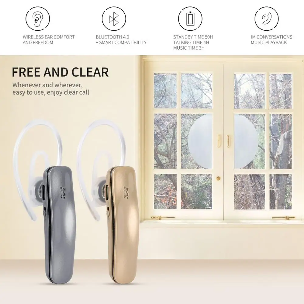 Беспроводная Bluetooth гарнитура Fineblue HF88 спортивные стереонаушники с микрофоном для