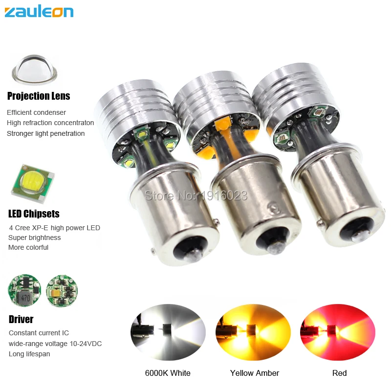 Zauleon 2 шт. 1156 1056 BAU15S PY21W Желтый Янтарный светодиод 20 Вт высокомощный автомобильный