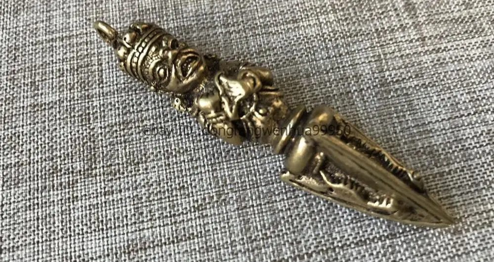 6 см Китай Бронзовая медная латунная Ваджра Дордже Phurpa Vajrakilaya подвеска