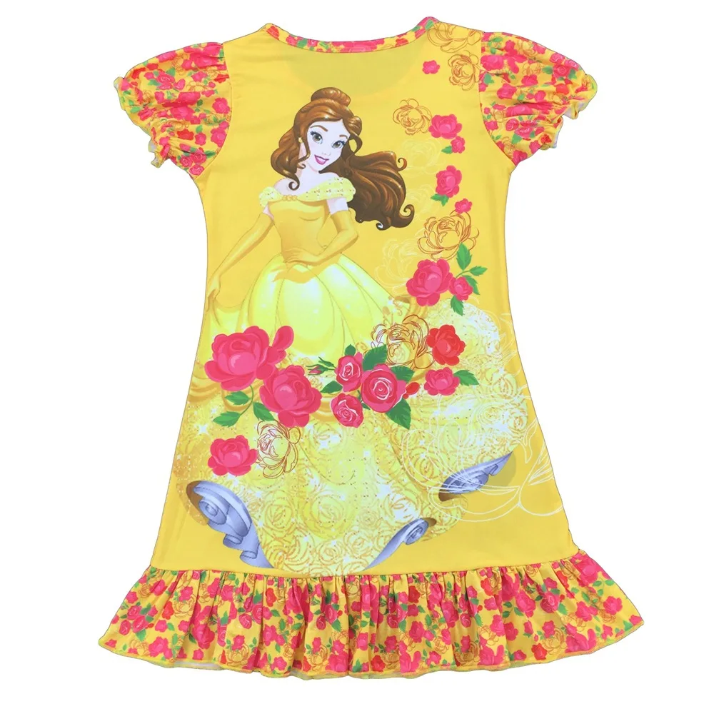 2017 Платье для маленьких девочек Красота и зверь Летнее платье с героями