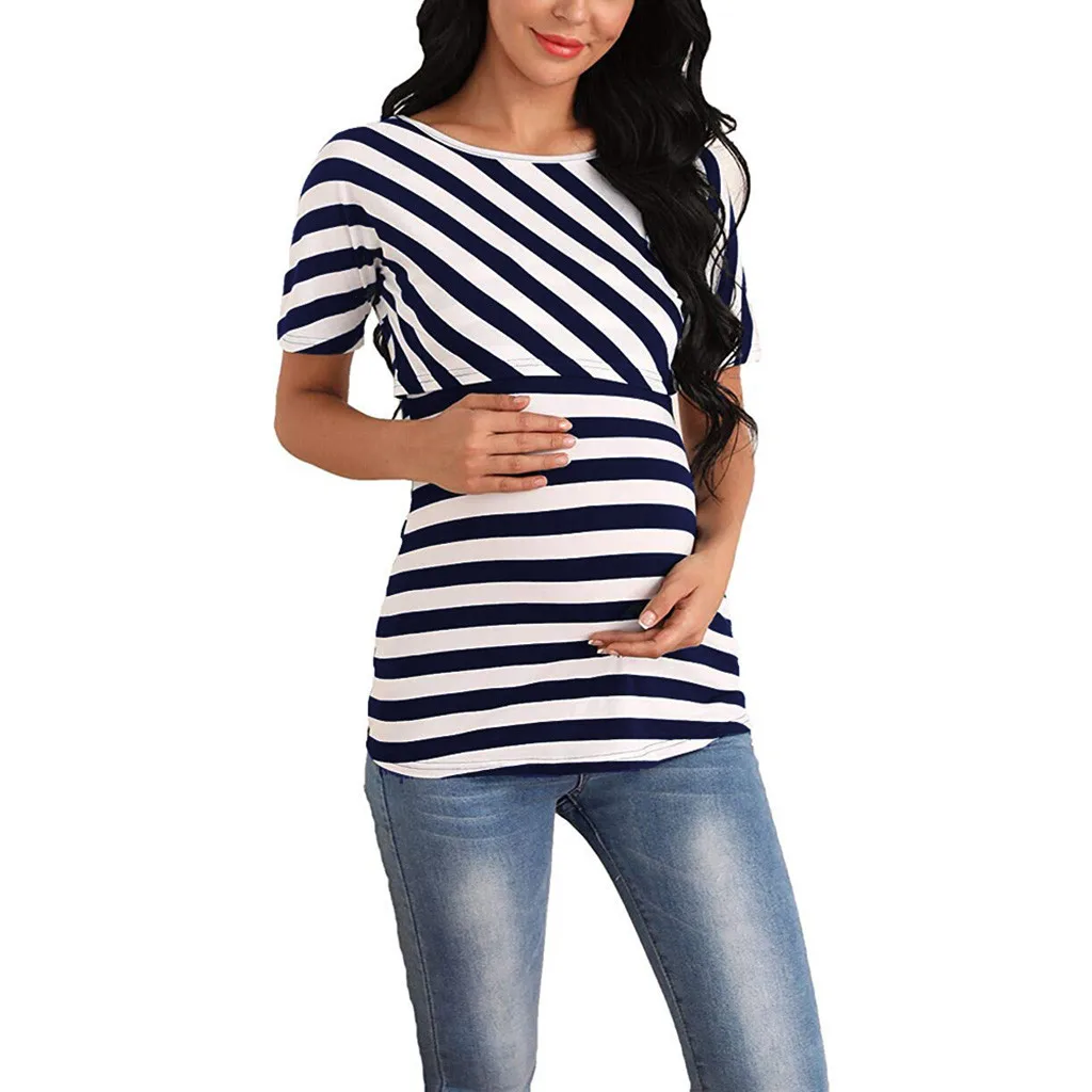 MUQGEW Women Pregnant Maternity Nursing Stripe nursing clothes breastfeeding Top T-Shirt Blouse ropa maternal verano #y3 | Мать и ребенок