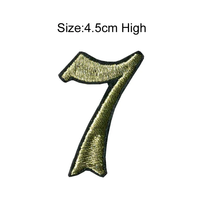 7 gold Metal patch 1 шт., высота 4,5 см, 0-9, черный, красный, черный, золотой, металлические Цифры, Смешанные Вышитые нашивки, Пришивные железные бейдж-украшения для одежды - Цвет: 7 gold Metal patch