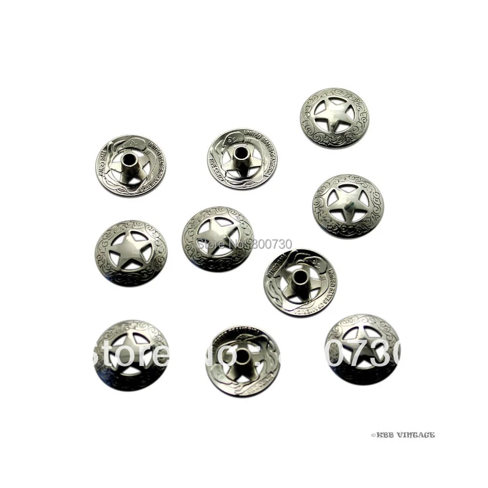 (KB201) ежедневные сделки! 10 шт. 3/4 ''Western Concho Texas Star Saddle Leathercraft Silver|texas star|silver silversilver