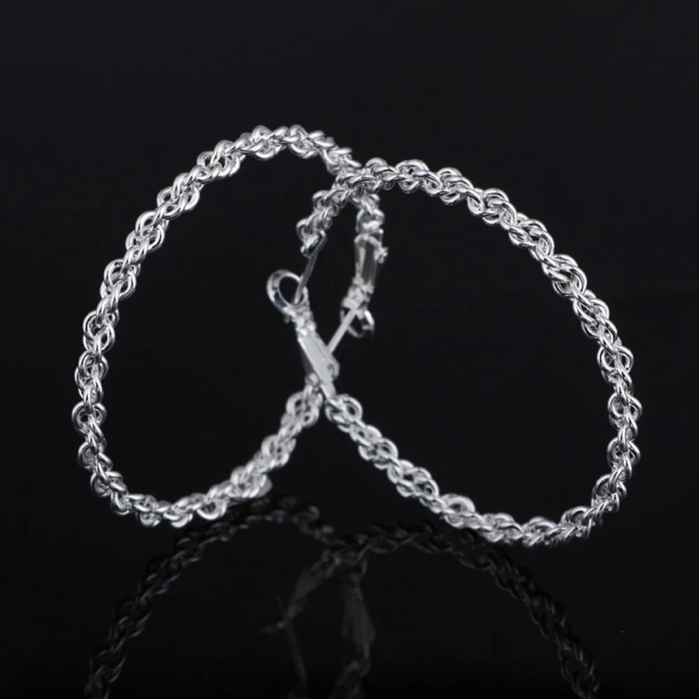 Очаровательный дизайн 925 Серебряные романтические круглые серьги цепочки