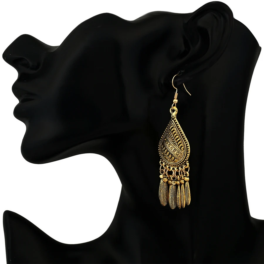 SHEEGIOR NEW Ethnic Long Earrings for Women Fashion Jewelry Bohemian Vintage Bronze Water Drop Pendant Earring Bijoux Femme Gift | Украшения