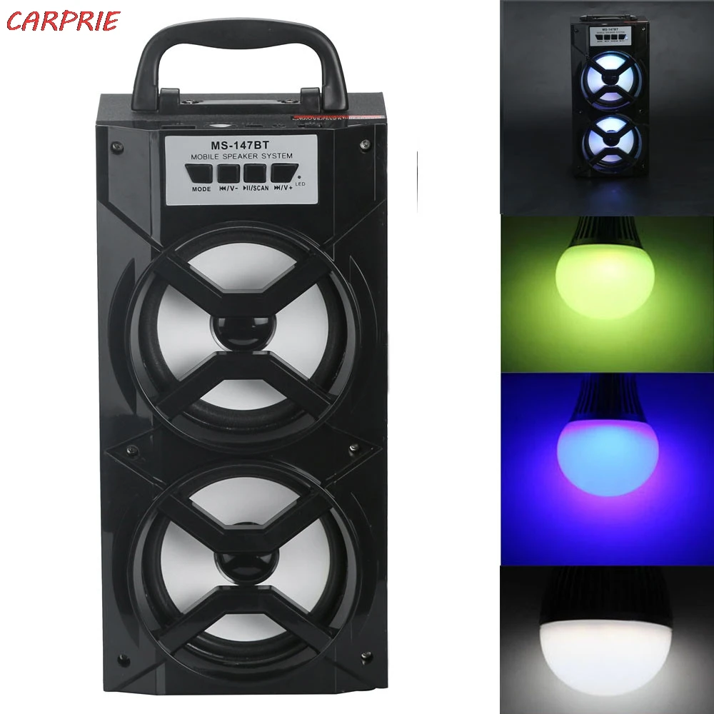 CARPRIE Led Bluetooth беспроводной портативный динамик супер бас с USB/TF/AUX/FM радио большая