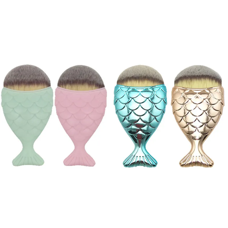 1 шт. большой круглый Top Фонд Русалка щетку мягкие волокна пудра Blush Brush портативный рыбий хвост Фонд Make up brush