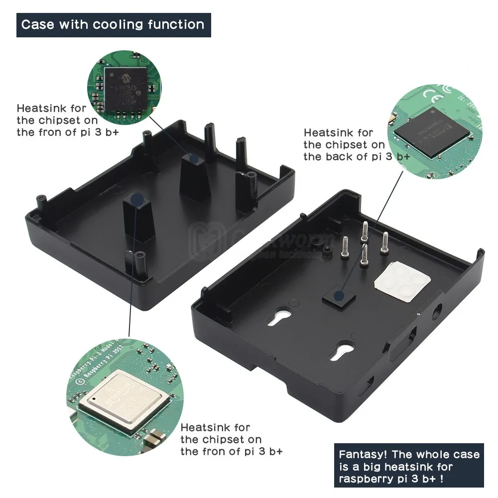 Алюминиевый Чехол для Raspberry Pi металлический корпус совместимый с 3 Model B Plus / 2B|enclosure