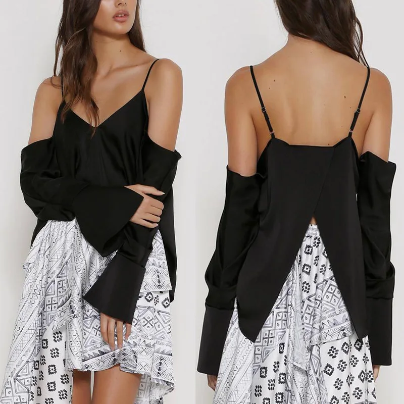 Fashion Ladies Casual Sexy Tops Women Summer Loose Top Long Sleeve Girls New Stylish Hot Blouse |