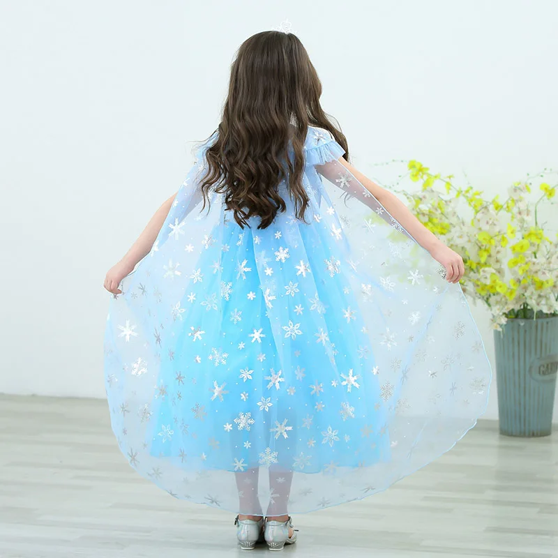 Girls Blue Elsa Princess Cosplay Costume with Cape Dress Birthday Gift Party Carnival Fancy | Тематическая одежда и