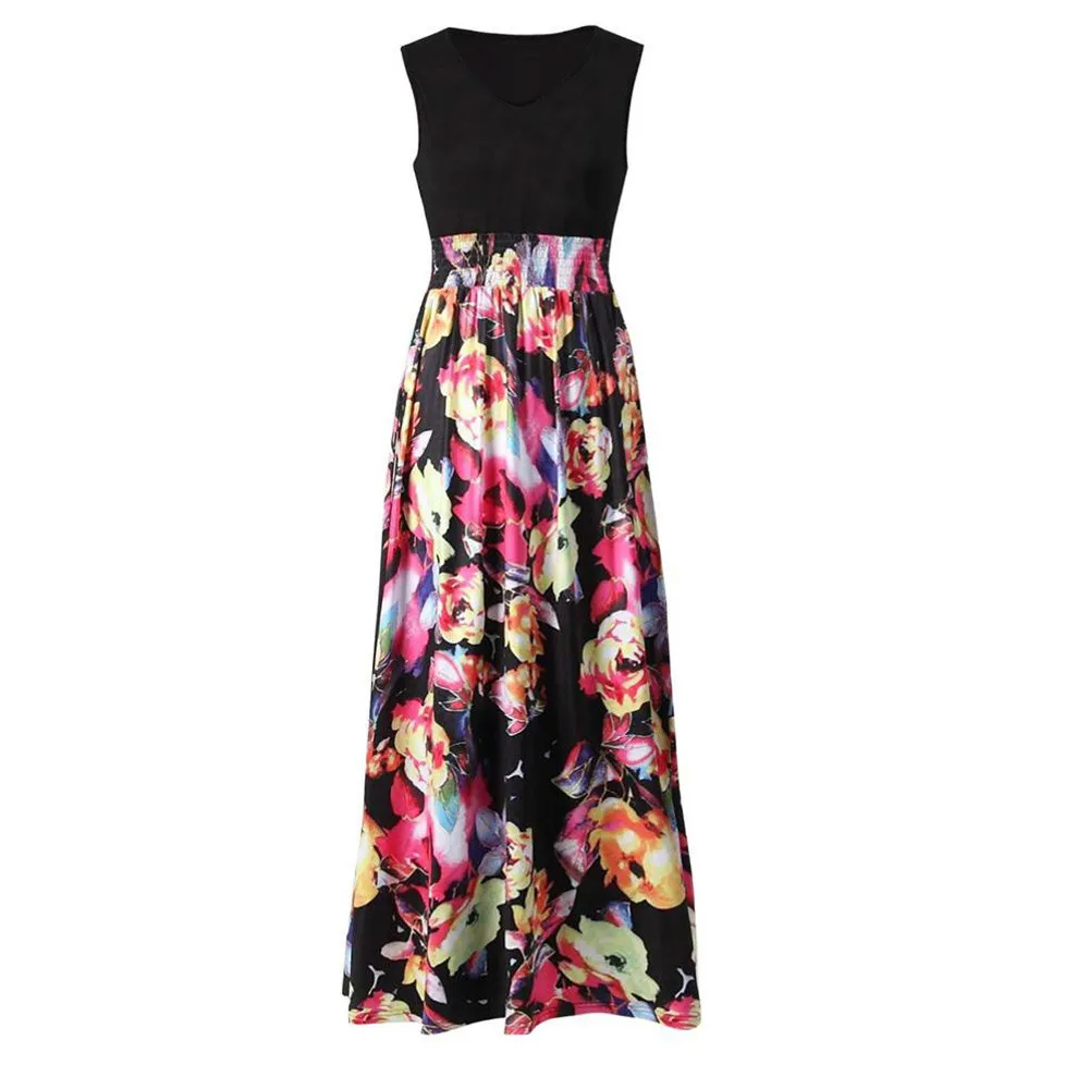 Летнее платье в богемном стиле для женщин Boho Maxi летние пляжные Длинные