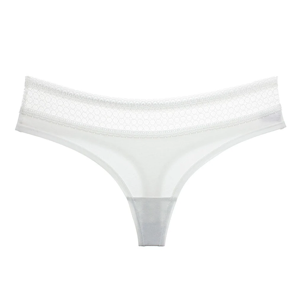 white Lace Хлопковые сексуальные трусики, женское нижнее белье, стринги, женские стринги, одноцветные, танга, нижнее белье, женские кружевные бесшовные трусики, женские трусики-стринги - Цвет: white Lace