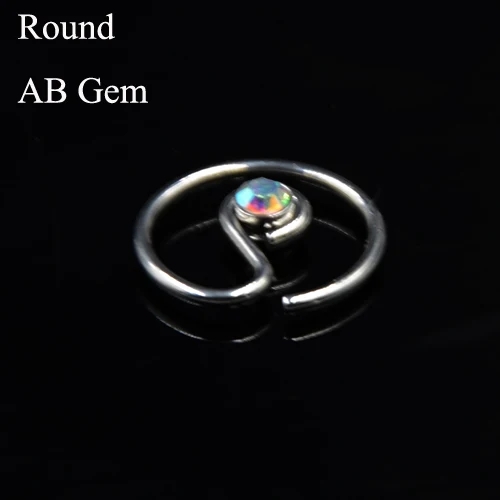 1 шт. опал CZ Gem Daith сердце круг гибкое кольцо ухо траг серьги, Надеваемые На ушной хрящ сердце ухо пирсинг для губ кольцо пирсинг тела ювелирные изделия 16 г - Окраска металла: Round  AB Gem
