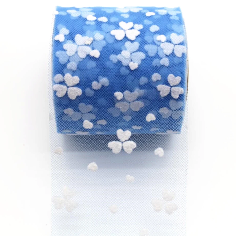 7cm 25 yards / volume heart shape flower tulle roll ribbon DIY handmade material headwear tutu decoration 70mm | Дом и сад