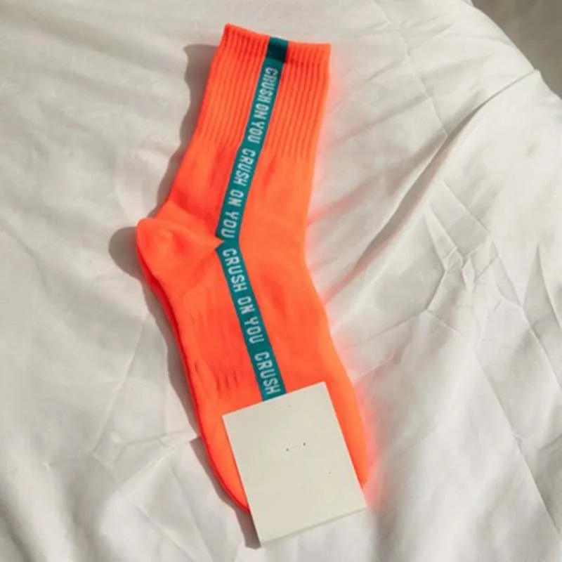 Pink Socks Женские носки с буквенным рисунком, яркие цвета, скейтборд, Harajuku Skarpetki, носки, дышащие хлопковые носки, низкие носки, забавные носки - Цвет: Pink Socks