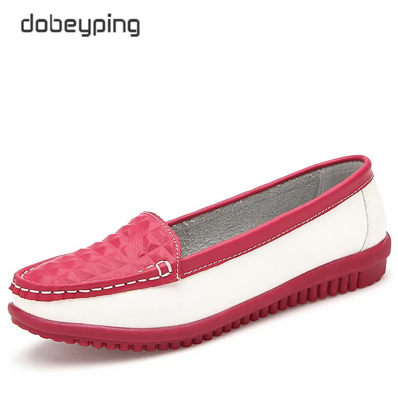 Spring New Women's Casual Shoes Cow Leather Woman Flats Shoe Moccasins Female Loafers Slip On Boat Shoes Leisure Single Footwear