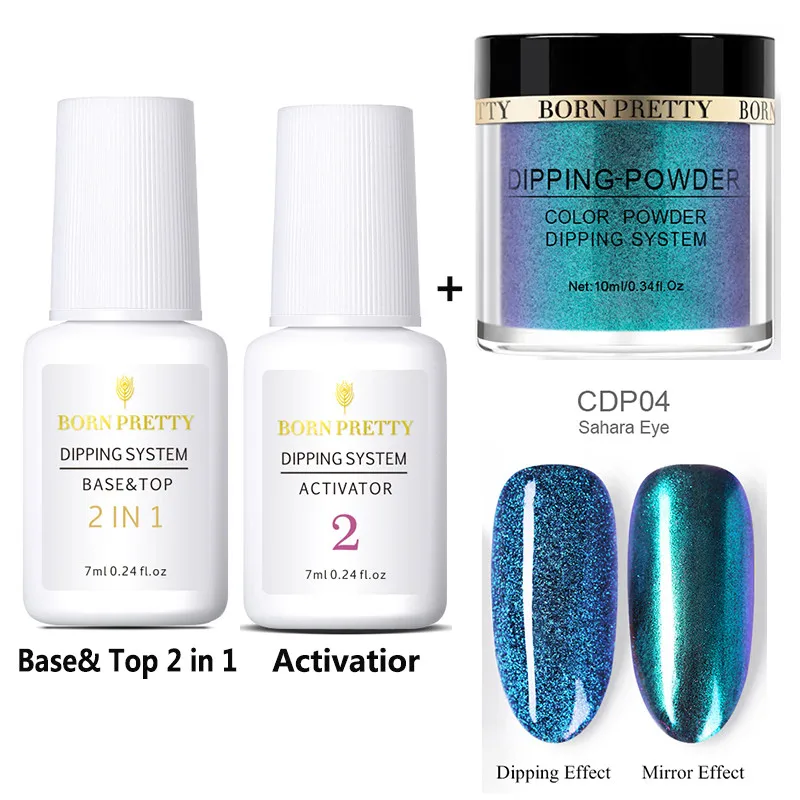 Chameleon Set 4 BORN PRETTY погружение ногтей порошок Набор база и Топ 2 в 1 гель голографический натуральный сухой активатор градиент французский без лампы лечения - Цвет: Chameleon Set 4