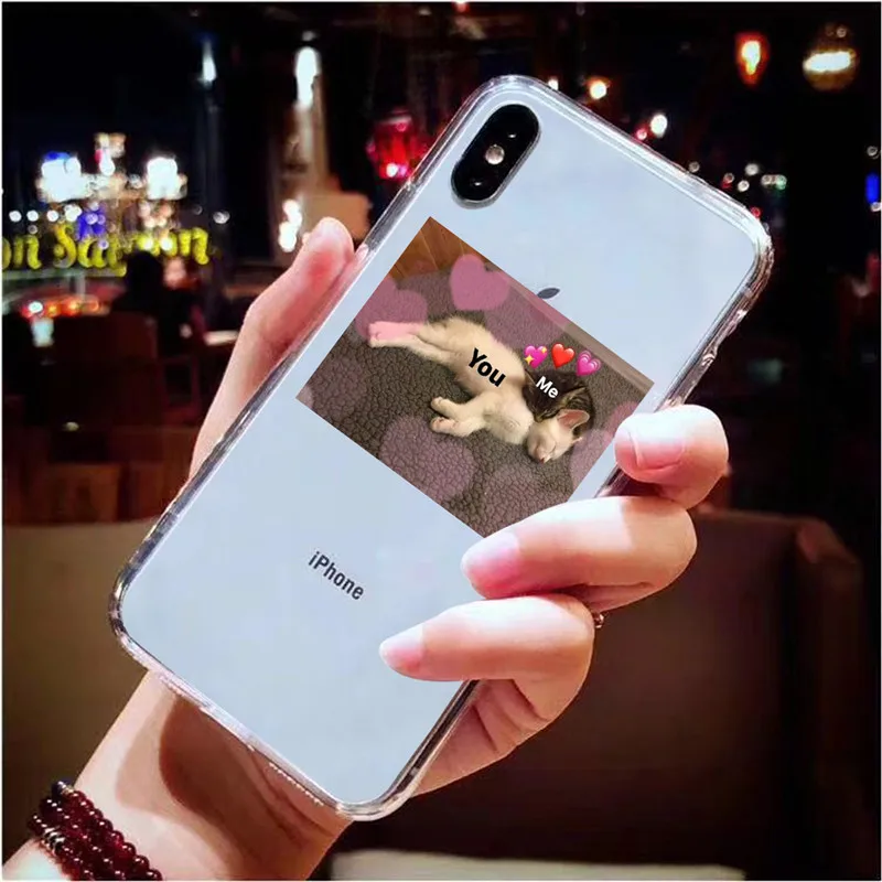 T6568 Супер милый кот собака мультфильм розовый в форме сердца ты и я серия HD Прозрачный чехол для телефона для iphone 11 Pro XS Max X XR 8 7 6 6S Plus 5S SE - Цвет: T6568