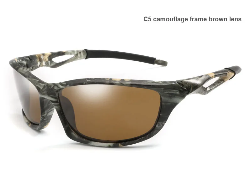 C5brown Мужские солнцезащитные очки в стиле ретро для езды на велосипеде, спортивные поляризованные очки для рыбалки, мужские камуфляжные очки для вождения - Цвет: C5brown
