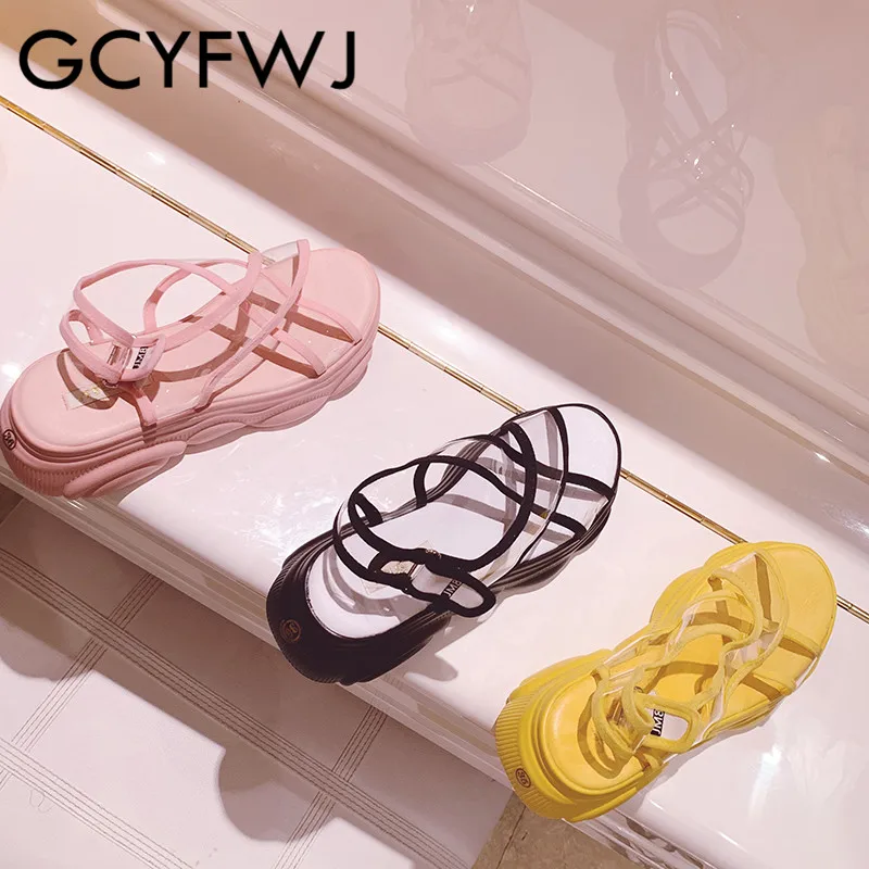 GCYFWJ 2019 Новая прозрачная пвх пленка крест сандалии с ремешками Женские Летние