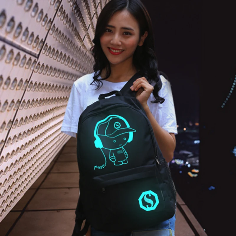 2018 New Fashion Noctilucent Backpack Men's Anime Cartoon Student Luminous School Bag Teenagers Women Casual Male Travel Mochila | Багаж и