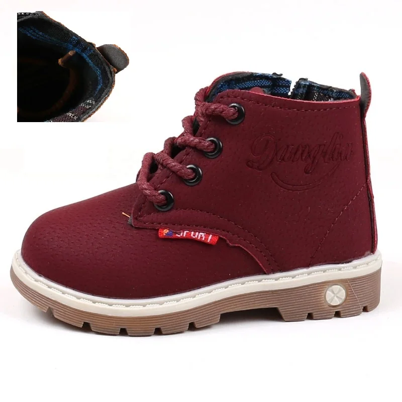Spring Red Удобные детские зимние ботинки; коллекция года; модные теплые ботинки martin; короткие ботинки для маленьких мальчиков; удобные нескользящие хлопковые зимние ботинки для девочек - Цвет: Spring Red
