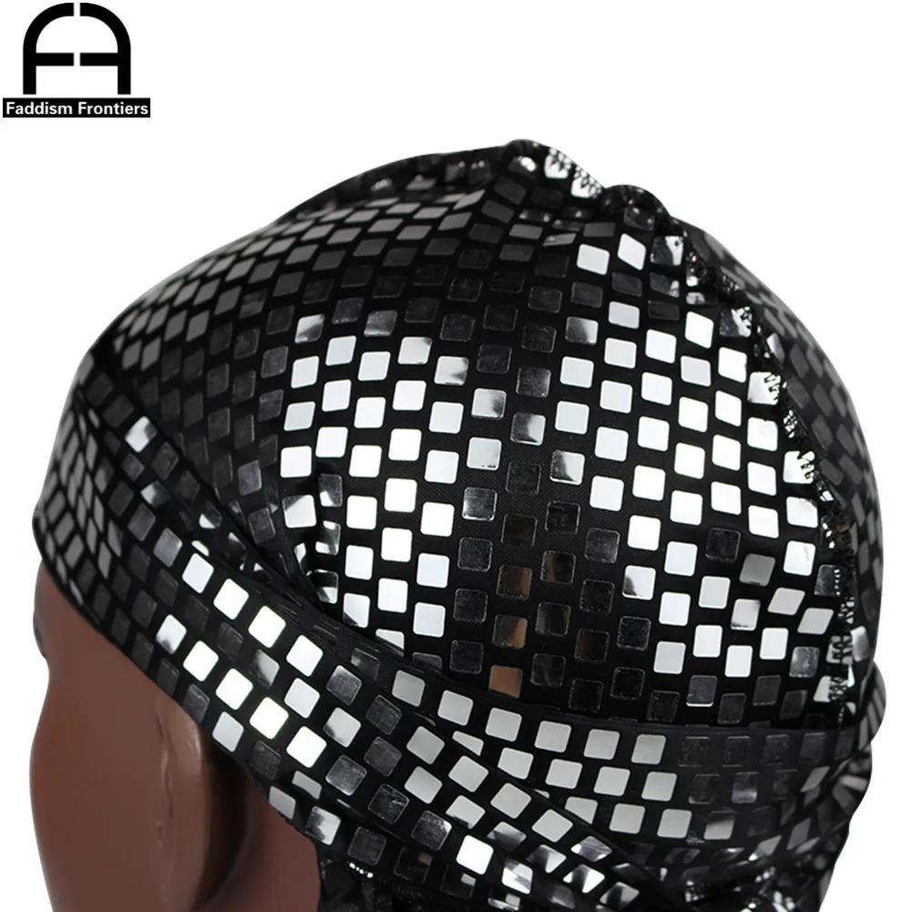 Мужские блестящие шелковые банданы с пайетками Durag для мужчин тюрбан головной