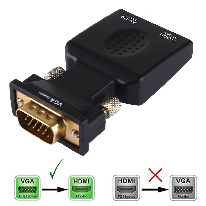 VGA to HDMI Converter 1080 P Adapter with Video 1080P For PC Laptop HDTV Projector | Электроника