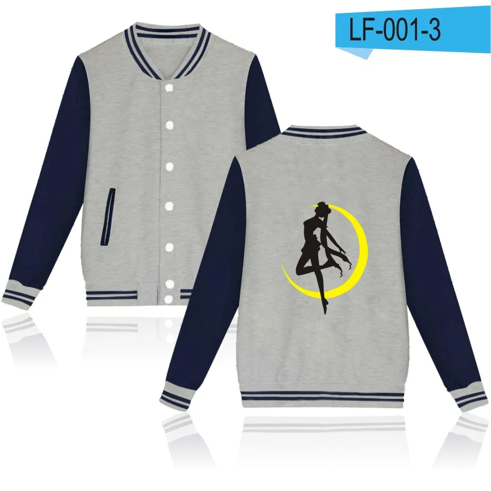Gray and Navy blue Зимнее женское пальто Сейлор Мун бейсбольная куртка с капюшоном для мужчин и женщин хип-хоп Уличная одежда куртка-бомбер на пуговицах casaco 4xl - Цвет: Gray and Navy blue